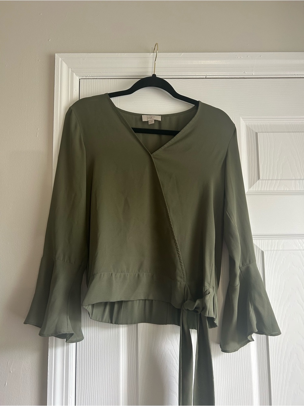 Loft Tie Front Blouse Green Sheer